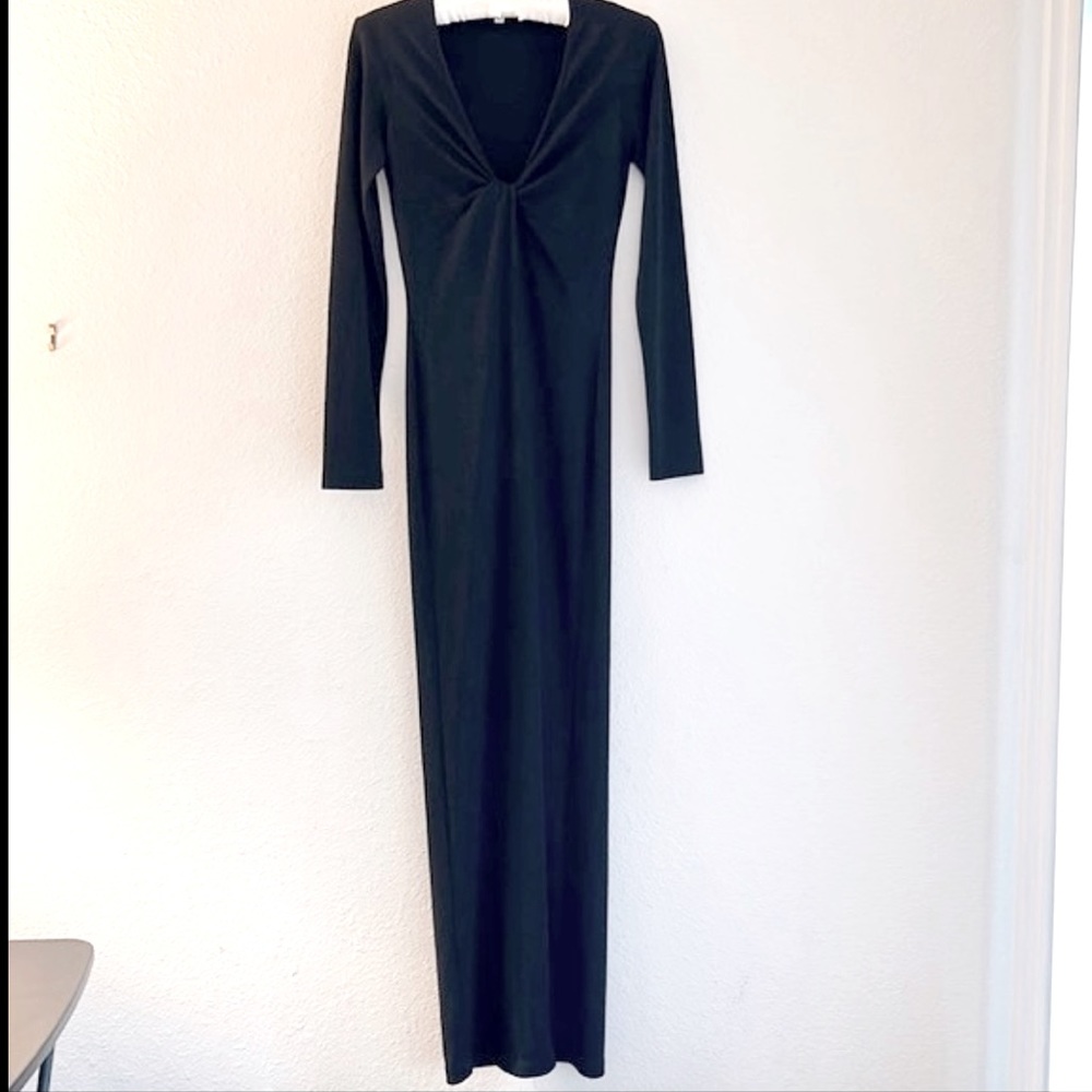 Black Market Long Evening Dress, long sleeve, center slit, size XS